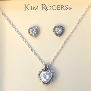 Heart Crystal Necklace and Earring Set